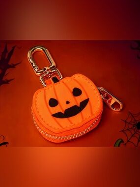 Pumpkin Jack-O'-Lantern Keychain Pouch - Orange